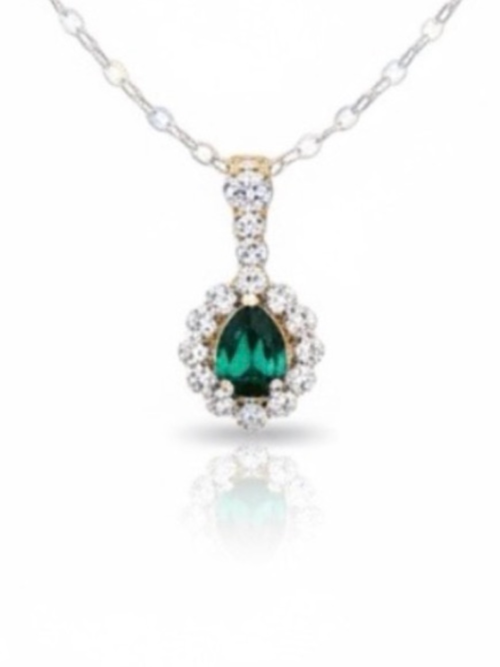 Swarovski Silver and Green Necklace with Emerald Pendant